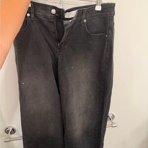 Black Women's High-Rise Jeans with Subtle Sparkle